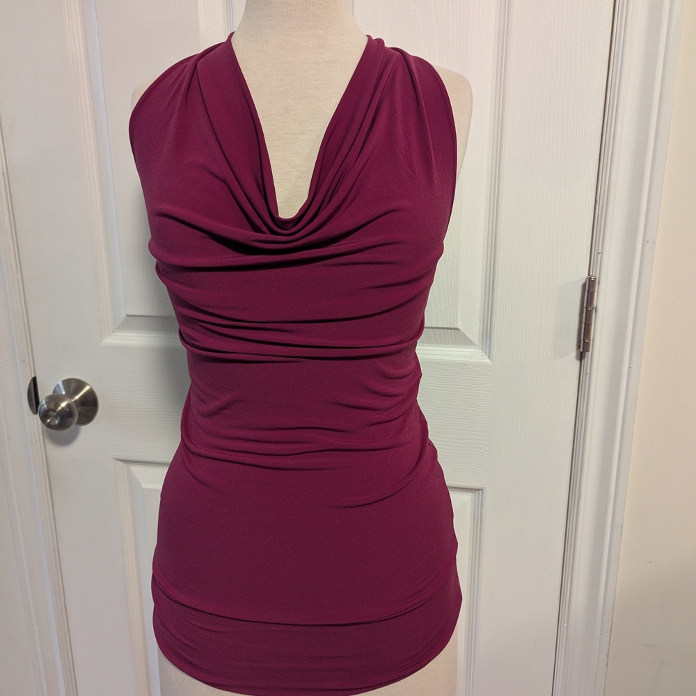 Ripe Drape Neck Sleeveless Top - Deep Red